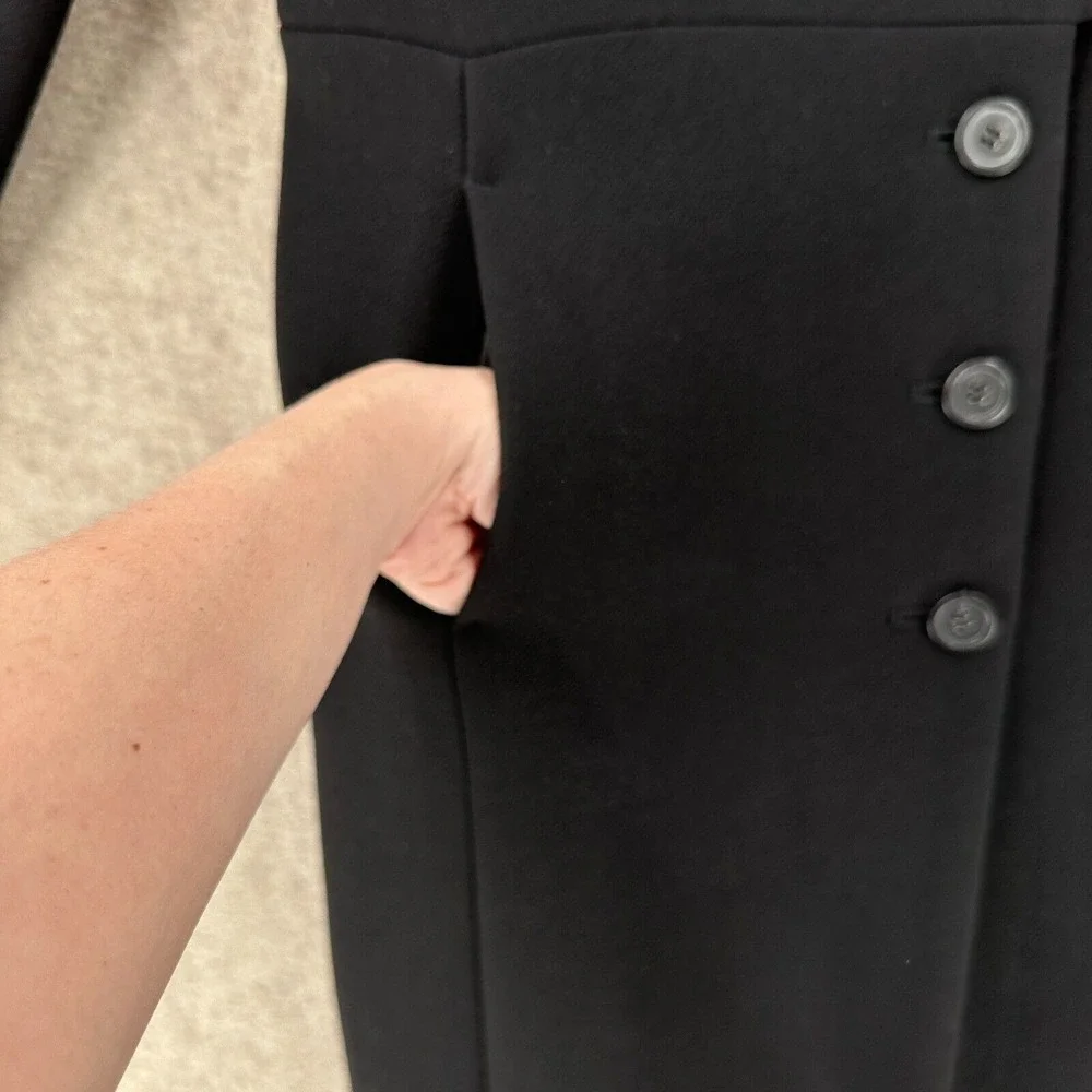 J Crew Lady Day Italian Double‎ Cloth Peacoat Wool Coat 12 Tall Black Jacket - Picture 5 of 9